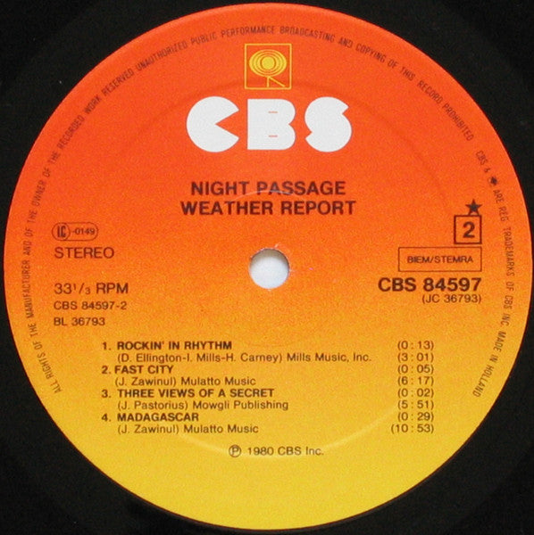 Weather Report ~ Night Passage (Vinyl) - Djungel & Jazz