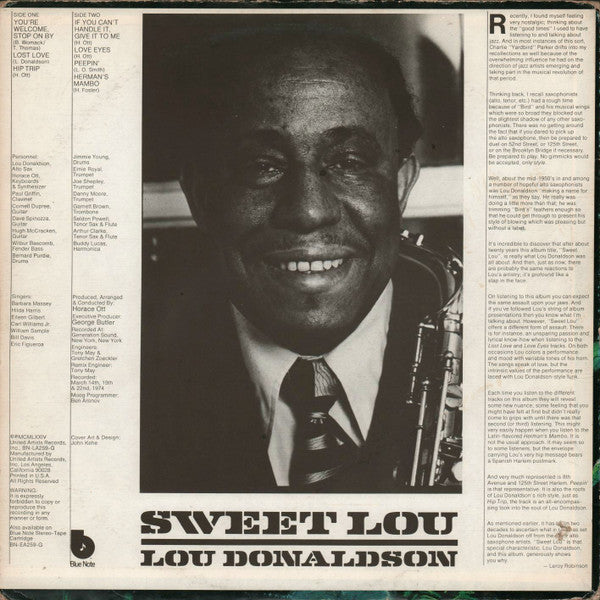 Lou Donaldson ~ Sweet Lou (Vinyl) - Djungel & Jazz