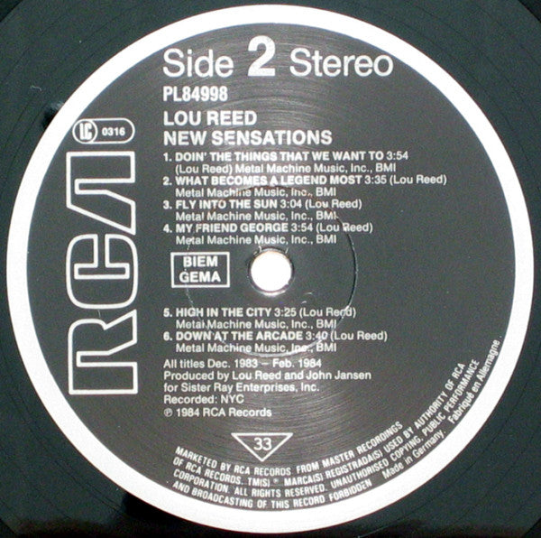 Lou Reed ~ New Sensations (Vinyl) - Djungel & Jazz