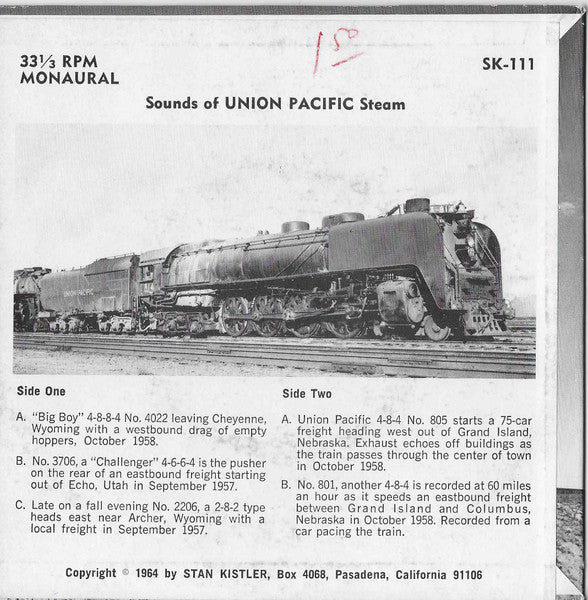 No Artist ~ Sounds Of Union Pacific Steam (Vinyl) - Djungel & Jazz