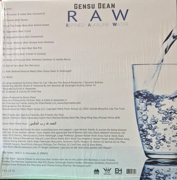 Gensu Dean : RAW (Refined Alkaline Water) (LP, Album, Blu)