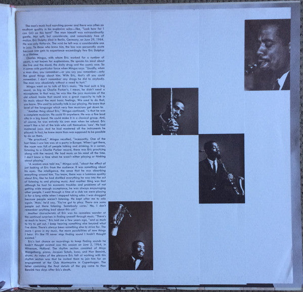 Eric Dolphy : Last Date (LP, Album, Gat)