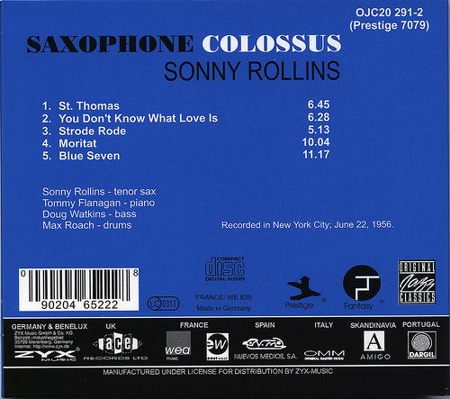 Sonny Rollins ~ Saxophone Colossus (Vinyl) - Djungel & Jazz