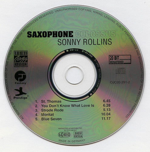 Sonny Rollins ~ Saxophone Colossus (Vinyl) - Djungel & Jazz