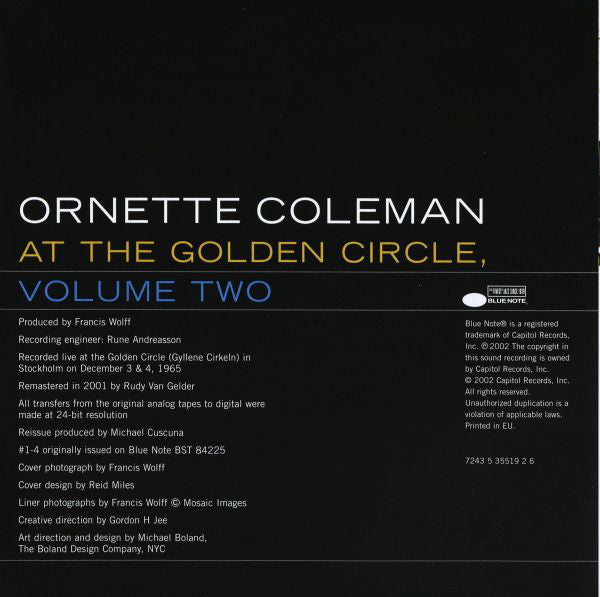 The Ornette Coleman Trio ~ At The "Golden Circle" Stockholm - Volume Two (Vinyl) - Djungel & Jazz