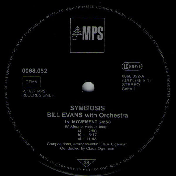 Bill Evans : Symbiosis (LP, Album, RE)