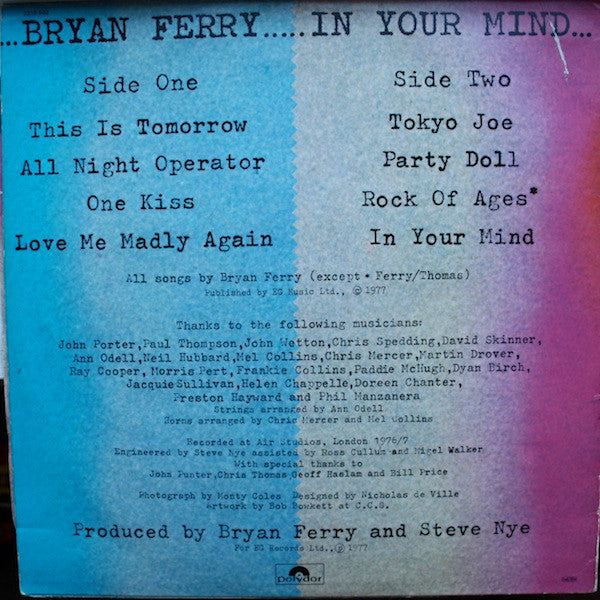 Bryan Ferry ~ In Your Mind (Vinyl) - Djungel & Jazz