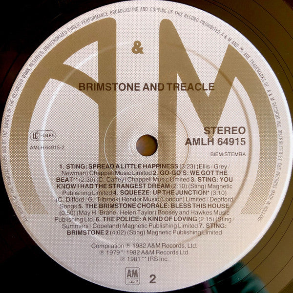 Various Featuring The Police, Sting, Go-Go's & Squeeze  ~ Brimstone & Treacle (Original Soundtrack Album) (Vinyl) - Djungel & Jazz