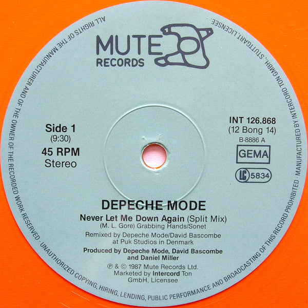 Depeche Mode : Never Let Me Down Again (Split Mix) (12", Maxi, Ora)