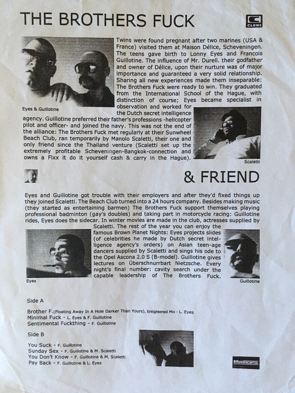 The Brothers Fuck & Friend : Brothers Fuck EP (12", EP, Ltd, Whi)