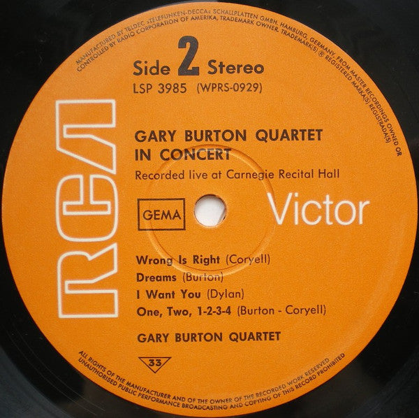 Gary Burton Quartet ~ Gary Burton Quartet In Concert (Vinyl) - Djungel & Jazz