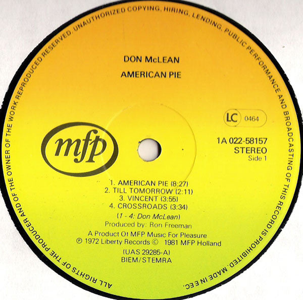 Don McLean ~ American Pie (Vinyl) - Djungel & Jazz