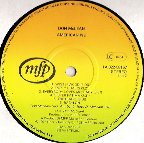 Don McLean ~ American Pie (Vinyl) - Djungel & Jazz