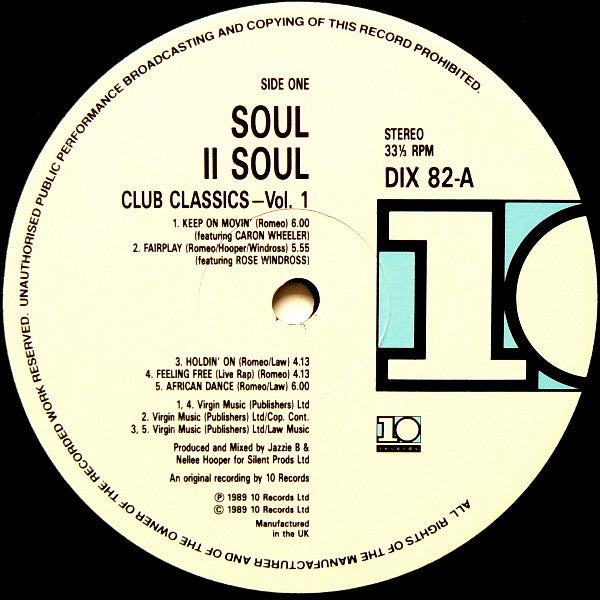 Soul II Soul ~ Club Classics Vol. One (Vinyl) - Djungel & Jazz