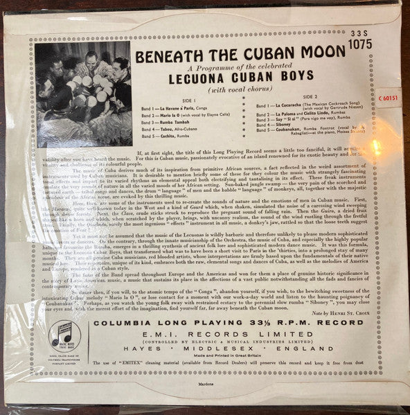 Lecuona Cuban Boys ~ Beneath The Cuban Moon (Vinyl) - Djungel & Jazz