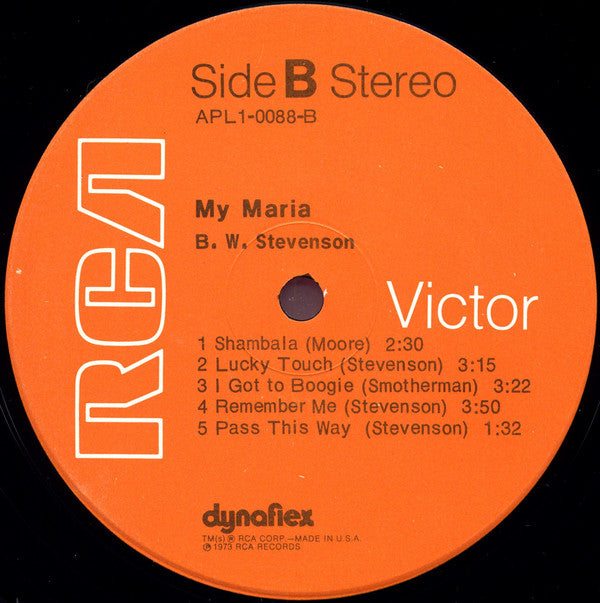 B.W. Stevenson ~ My Maria (Vinyl) - Djungel & Jazz