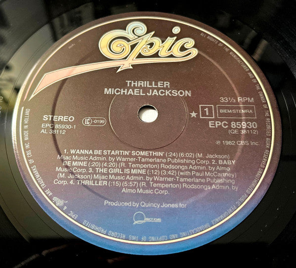 Michael Jackson : Thriller (LP, Album, Gat)