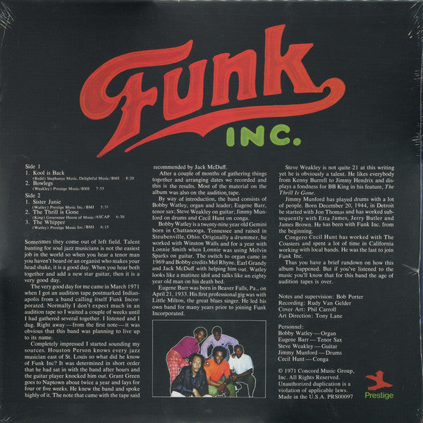 Funk Inc. ~ Funk Inc. (Vinyl) - Djungel & Jazz