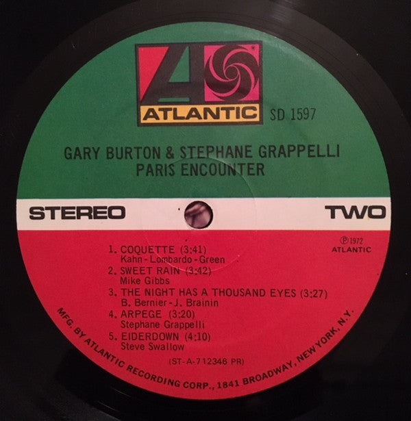 Gary Burton & Stephane Grappelli ~ Paris Encounter (Vinyl) - Djungel & Jazz