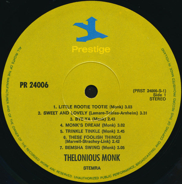 Thelonious Monk ~ Thelonious Monk (Vinyl) - Djungel & Jazz