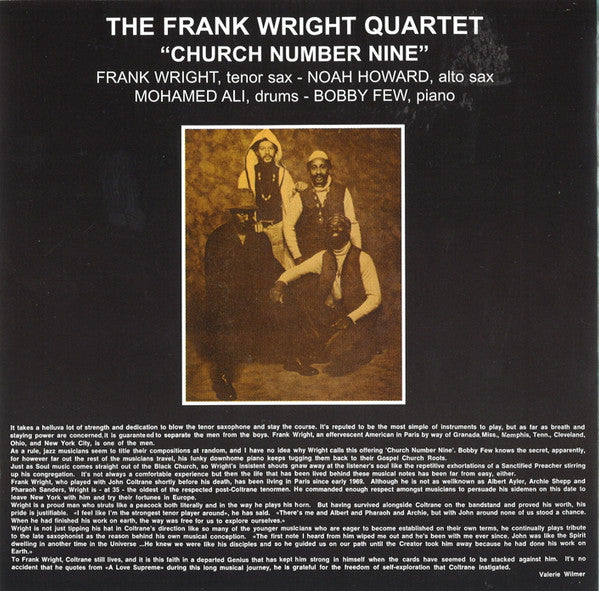 The Frank Wright Quartet ~ Church Number Nine (Vinyl) - Djungel & Jazz