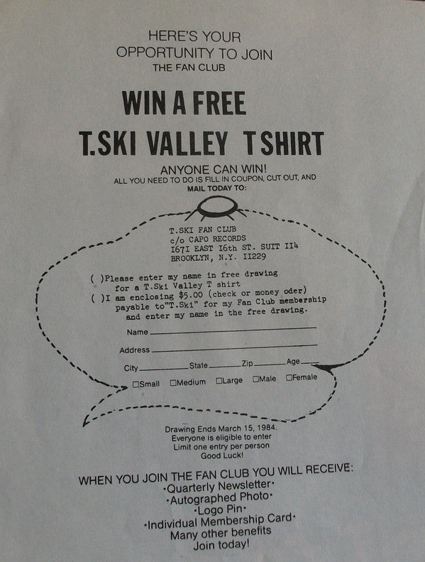 T-Ski Valley ~ In The 80's (Vinyl) - Djungel & Jazz