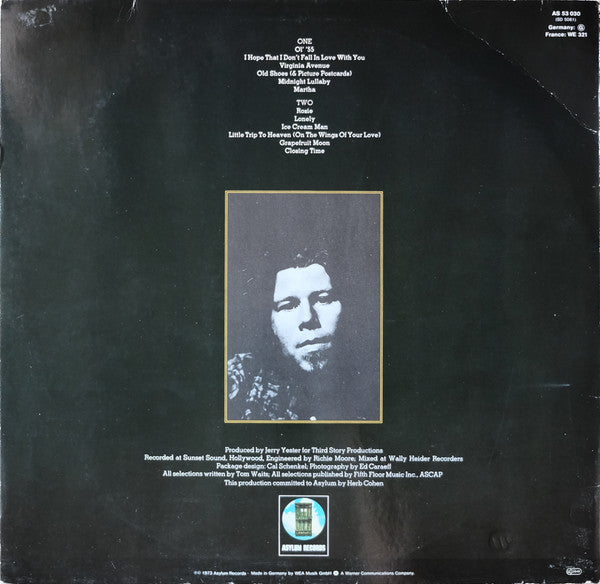 Tom Waits : Closing Time (LP, Album, RE)