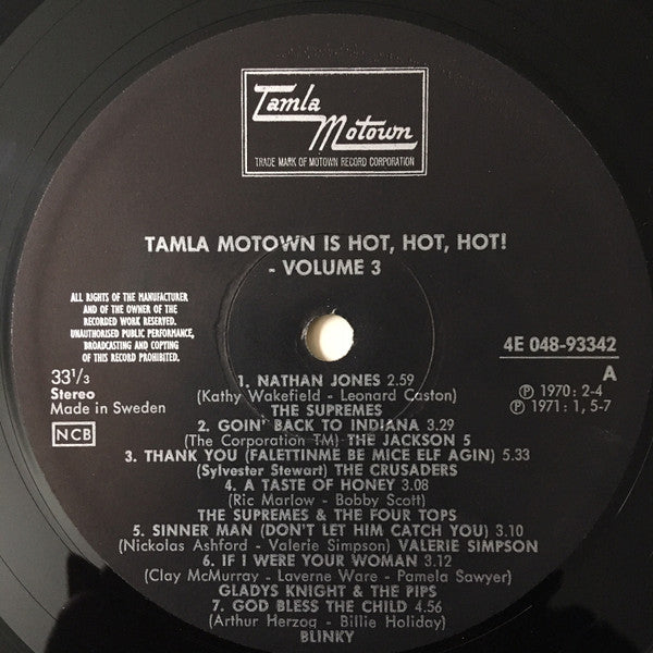 Various ~ Tamla-Motown Is Hot, Hot, Hot! Volume 3 (Vinyl) - Djungel & Jazz