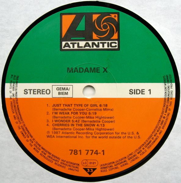 Madame X ~ Madame X (Vinyl) - Djungel & Jazz