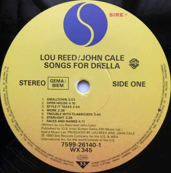 Lou Reed / John Cale : Songs For Drella (LP, Album)