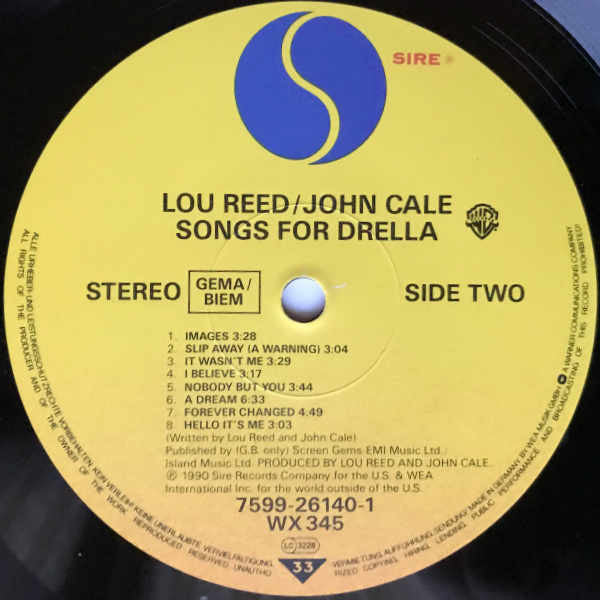 Lou Reed / John Cale : Songs For Drella (LP, Album)