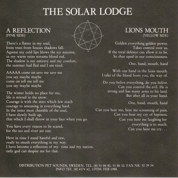 The Solar Lodge : A Reflection (7")