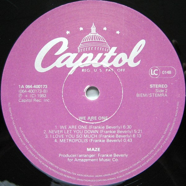 Maze Featuring Frankie Beverly ~ We Are One (Vinyl) - Djungel & Jazz