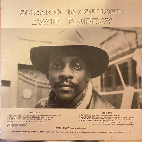 David Murray ~ Organic Saxophone (Vinyl) - Djungel & Jazz