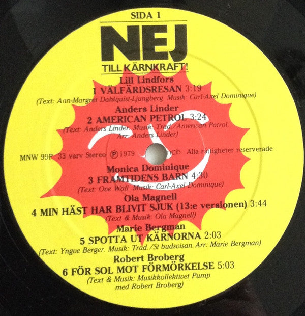 Various : Nej Till Kärnkraft! (LP, Album)