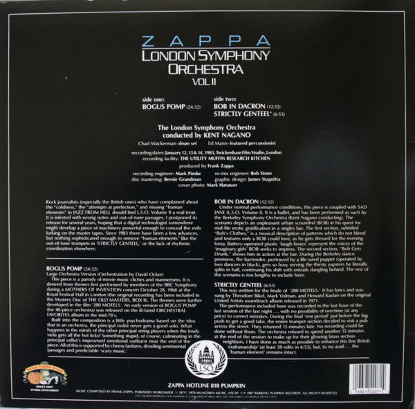 Frank Zappa / London Symphony Orchestra Conducted By Kent Nagano : London Symphony Orchestra: Zappa Vol II (LP, Album, RE, RP)