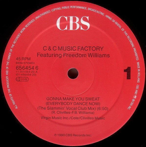 C & C Music Factory Featuring Freedom Williams ~ Gonna Make You Sweat (Everybody Dance Now) (Vinyl) - Djungel & Jazz