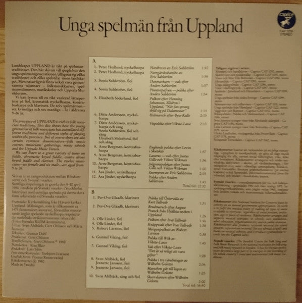 Various ~ Unga Spelmän Från Uppland (Vinyl) - Djungel & Jazz