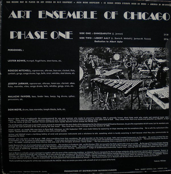 Art Ensemble Of Chicago* : Phase One (LP, Album)