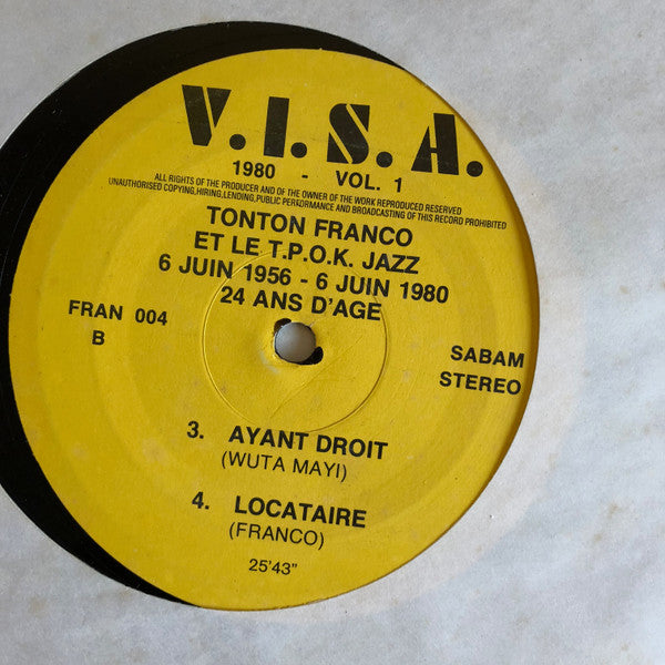 Franco Et Orchestre T.P.O.K. Jazz ~ 6 Juin 1956 - 6 Juin 1980  24 Ans D'Age (Vinyl) - Djungel & Jazz