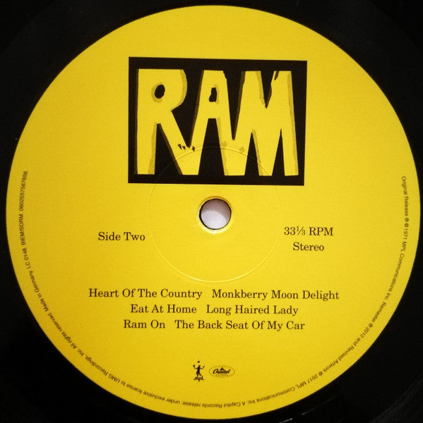 Paul And Linda McCartney* : Ram (LP, Album, RE, RM, 180)