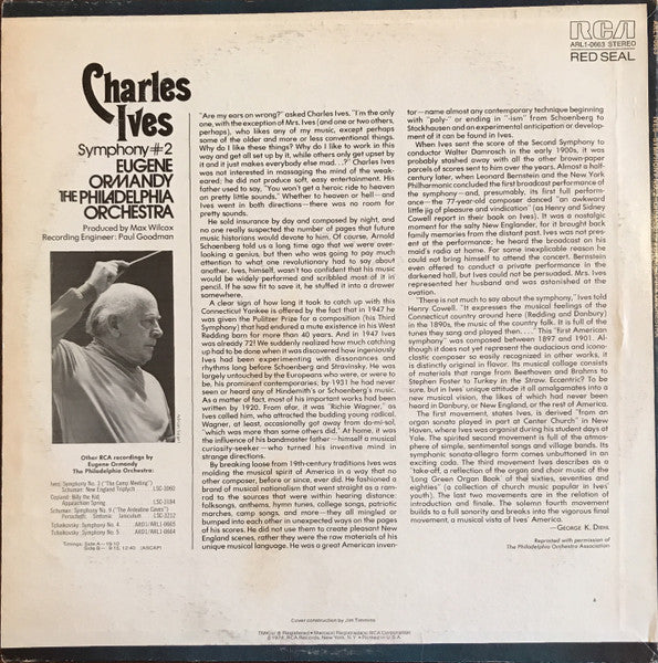 Charles Ives, Eugene Ormandy, The Philadelphia Orchestra : Symphony #2 (LP, Album)