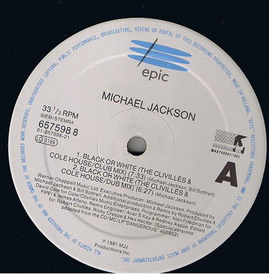 Michael Jackson ~ Black Or White (The Clivillés & Cole (C&C) Remixes) (Vinyl) - Djungel & Jazz