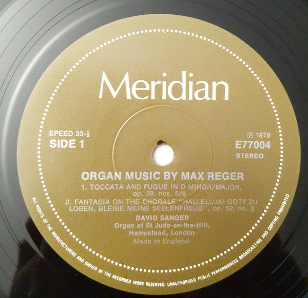 Max Reger, David Sanger  ~ Organ Music By Max Reger (Vinyl) - Djungel & Jazz