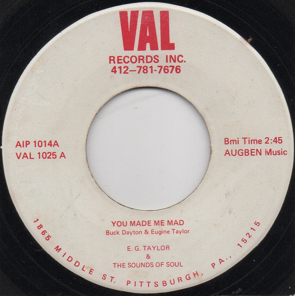E.G. Taylor & The Sounds Of Soul ~ You Made Me Mad / Pick Yourself Up (Vinyl) - Djungel & Jazz