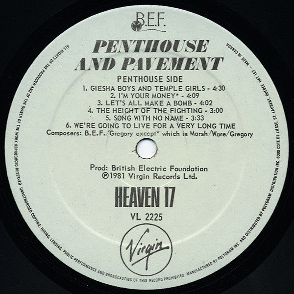 Heaven 17 ~ Penthouse And Pavement (Vinyl) - Djungel & Jazz