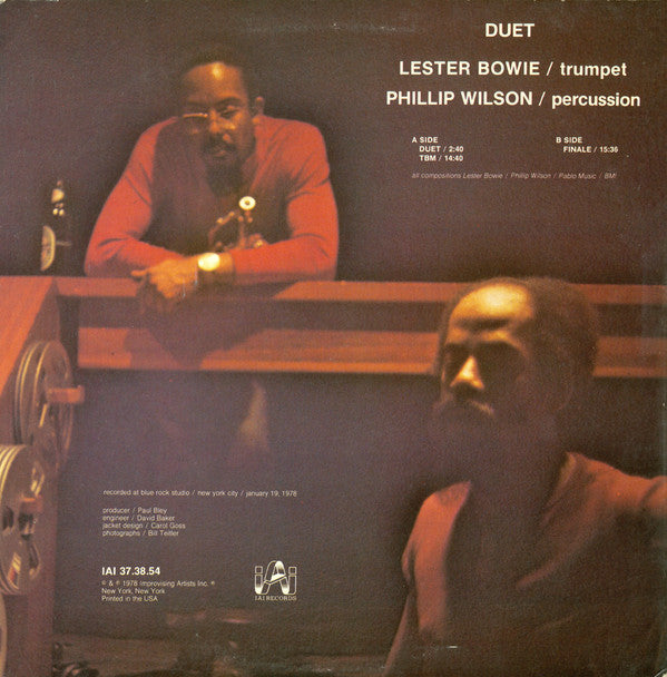 Lester Bowie / Phillip Wilson : Duet (LP, Album)