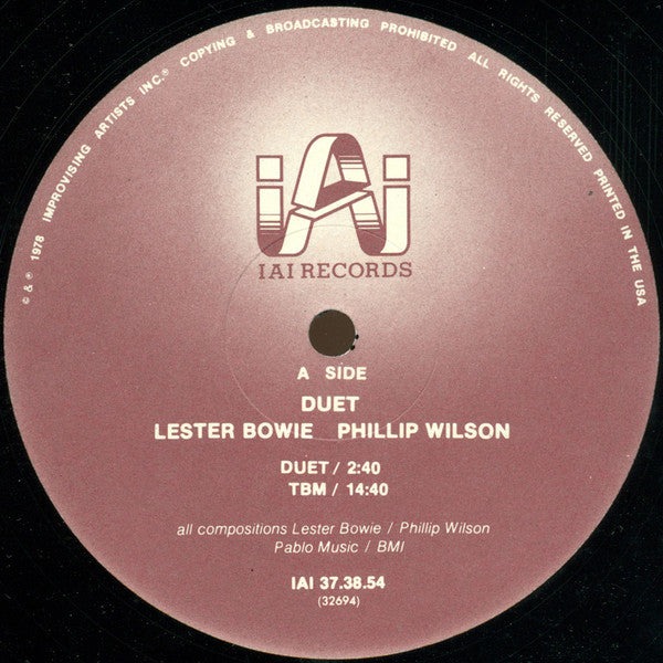 Lester Bowie / Phillip Wilson : Duet (LP, Album)