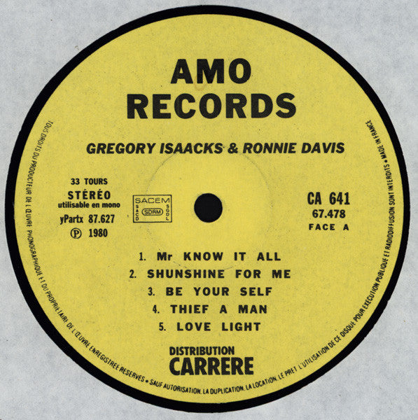 Gregory Isaack* & Ronnie Davis : Gregory Isaack & Ronnie Davis (LP, Album)