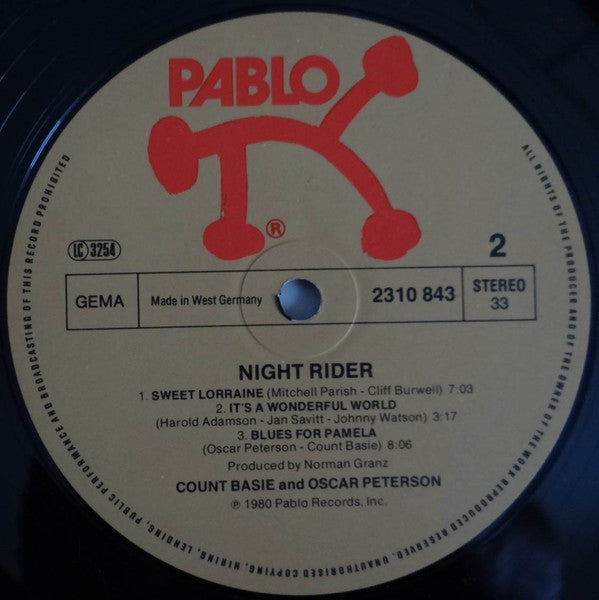 Count Basie & Oscar Peterson ~ Night Rider (Vinyl) - Djungel & Jazz